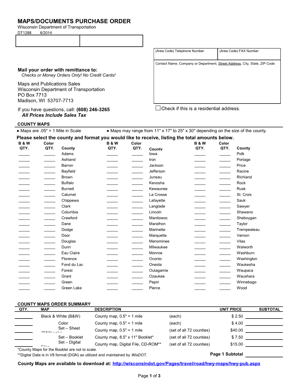 Dt1288 Maps/Documents Purchase Order