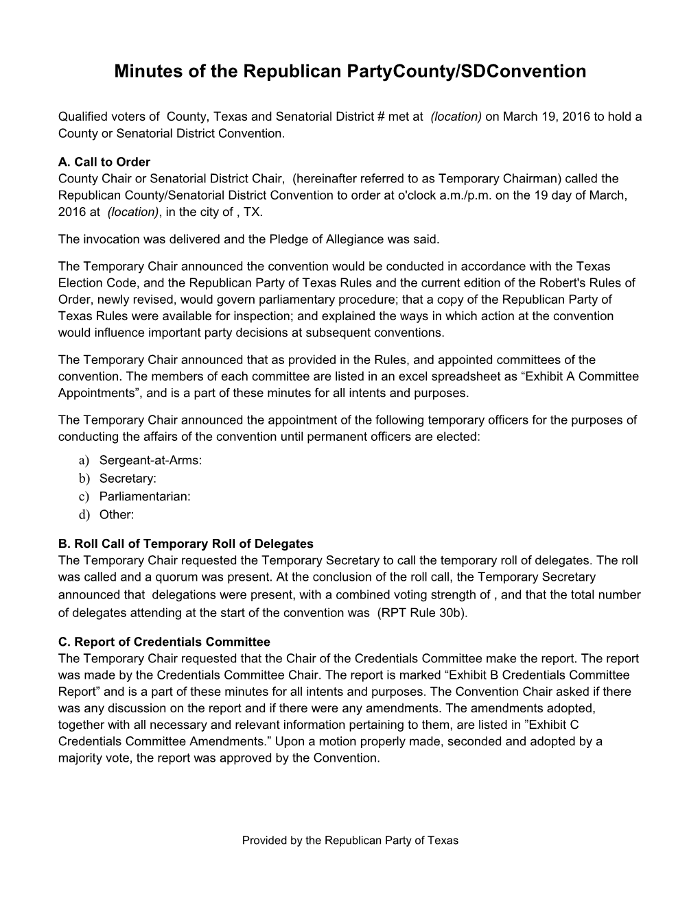 Minutes of the 2002 County Or Senatorial District #_____ Convention