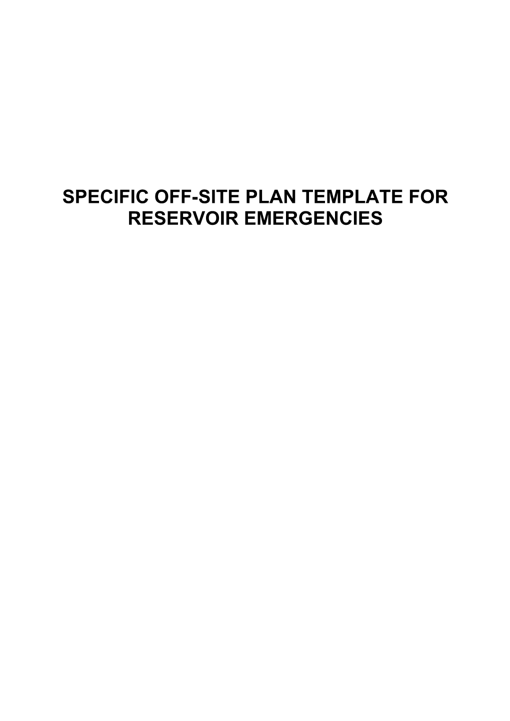 Off-Site Plan Template for Reservoir Dam Incidents