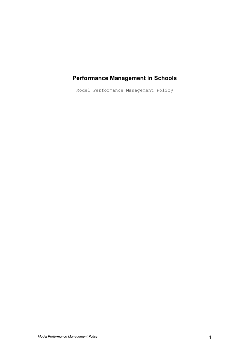 Performance Management in Schools