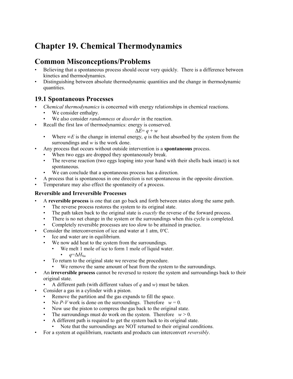 Chapter 19. Chemical Thermodynamics