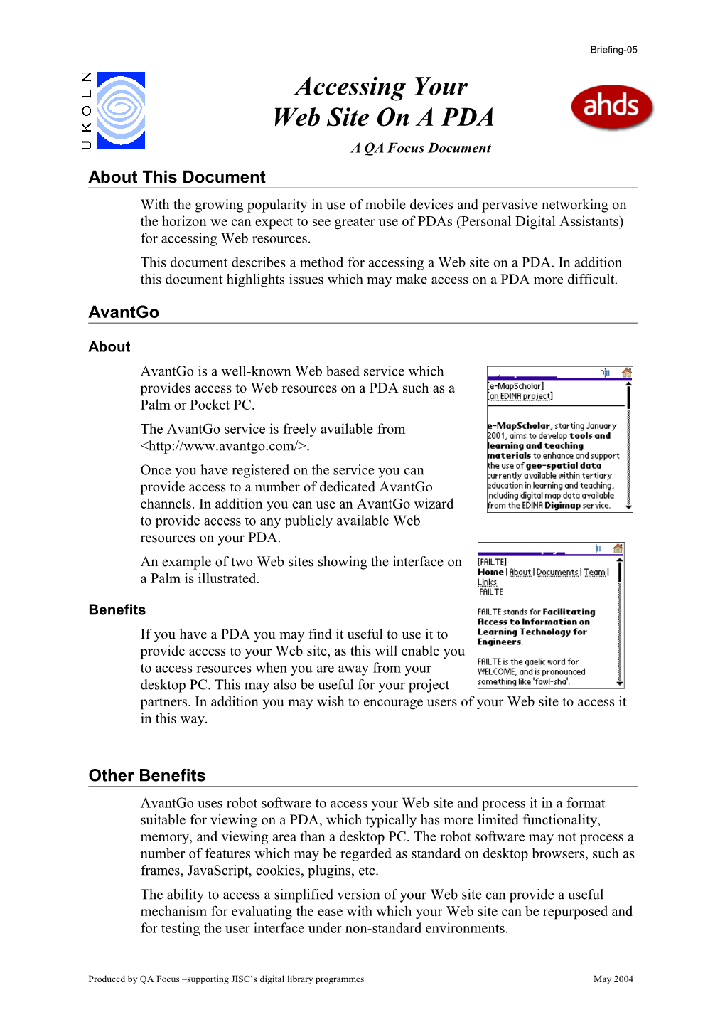 Accessing Your Web Site on a PDA