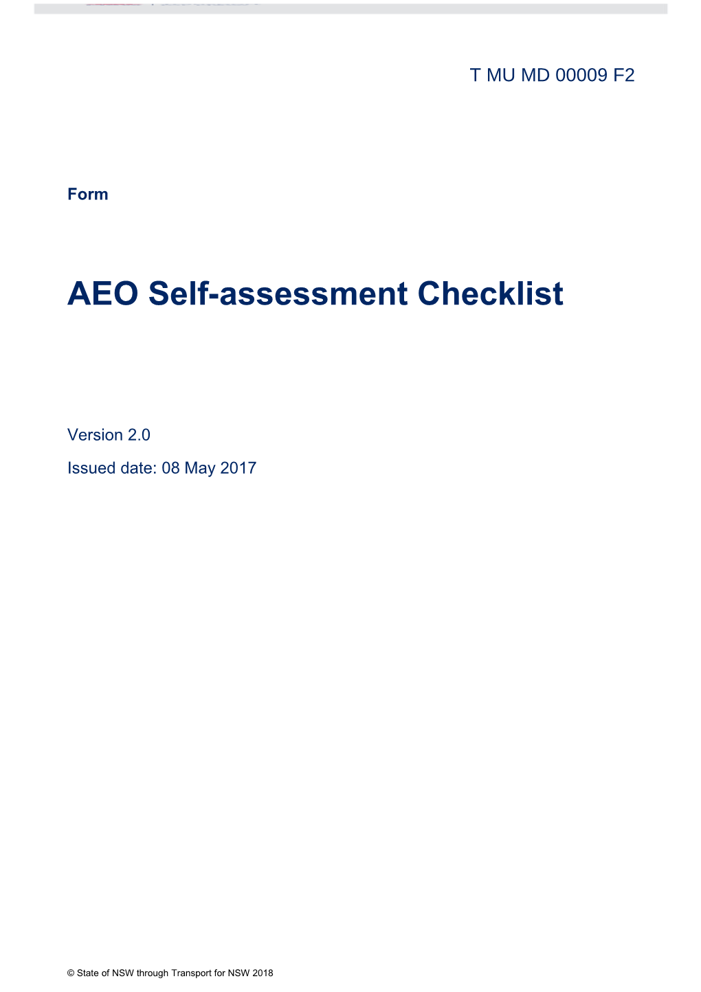 AEO Self-Assessment Checklist