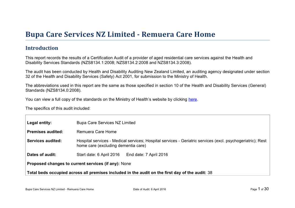 Bupa Care Services NZ Limited - Remuera Care Home