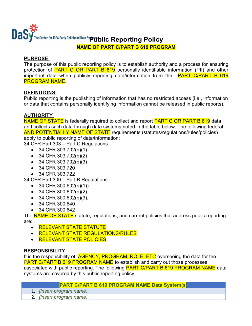 Name of Part C/Part B 619 Program