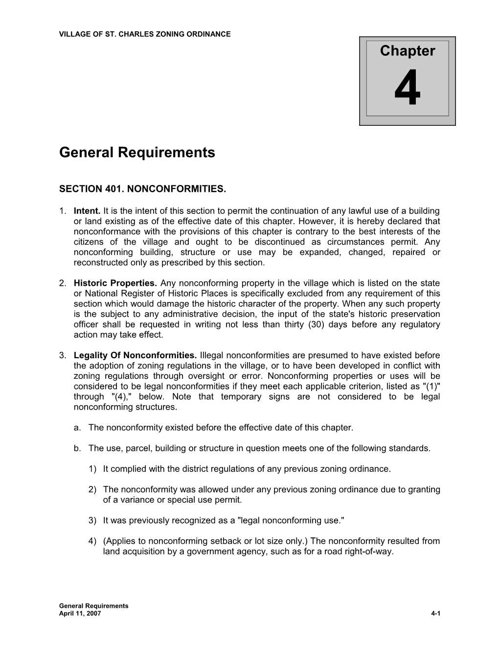 Village of St. Charles Zoning Ordinance