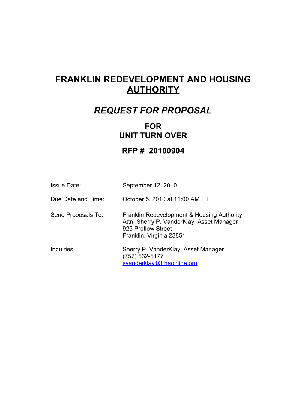 Franklin Redevelopment and Housing Authority