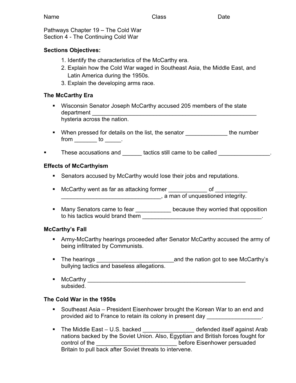 Pathways Chapter 19 the Cold War