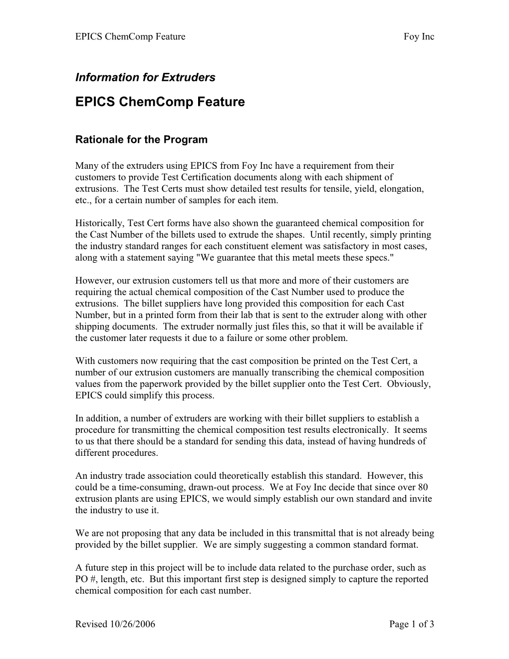 EPICS Chemcomp Featurefoy Inc
