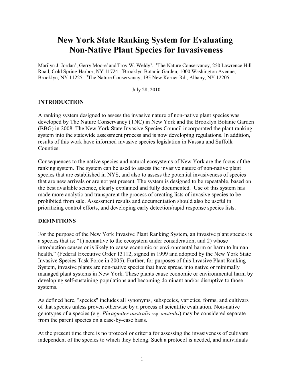 Massachusetts Criteria for Evaluating Non-Native Plant Species For