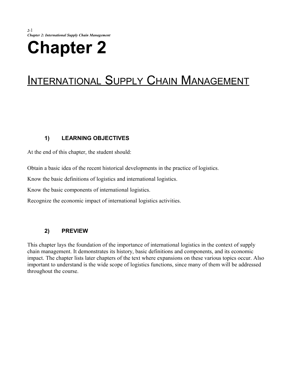 Chapter 2: International Supply Chain Management