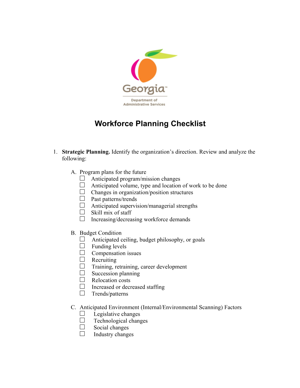 Workforce Planning Checklist