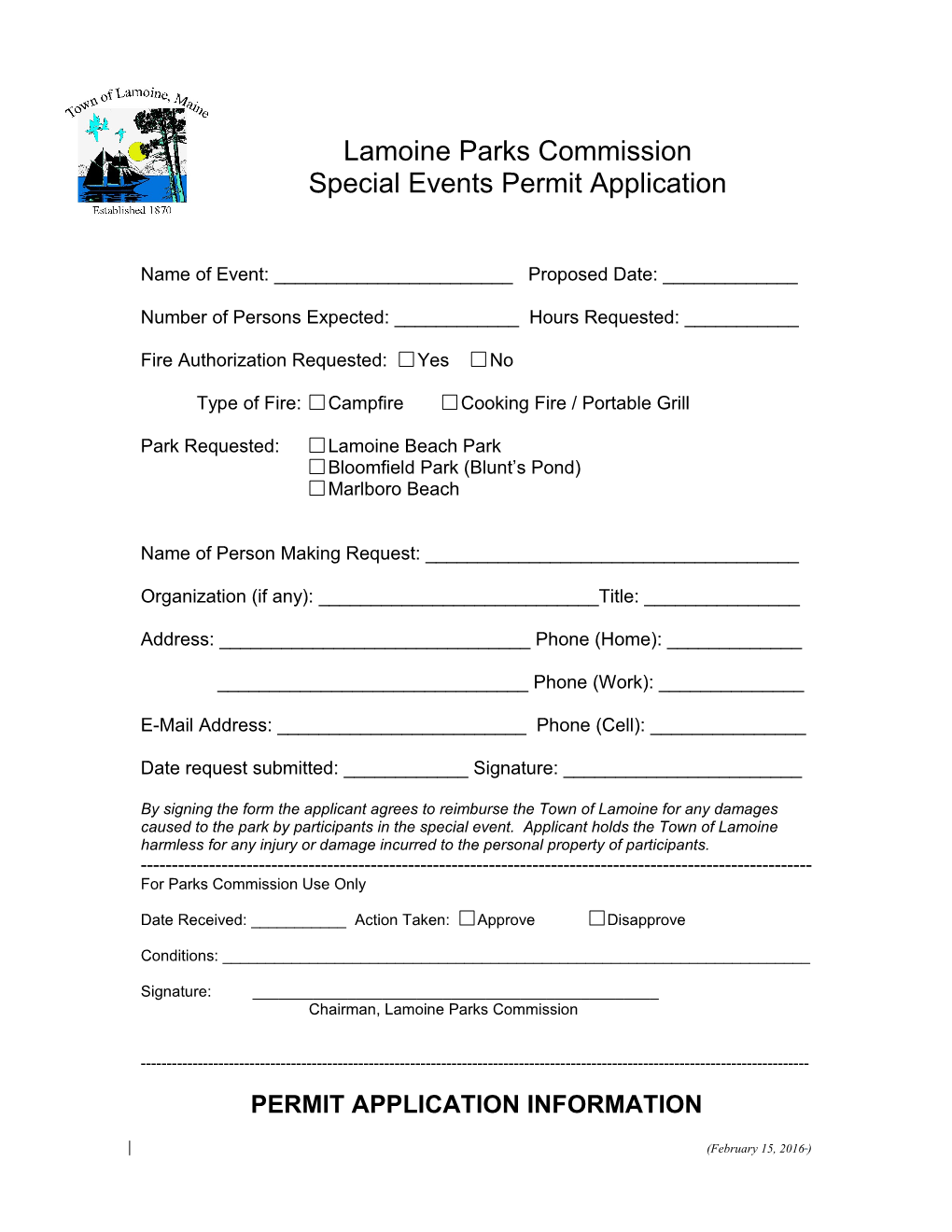 Special Events Permit Application