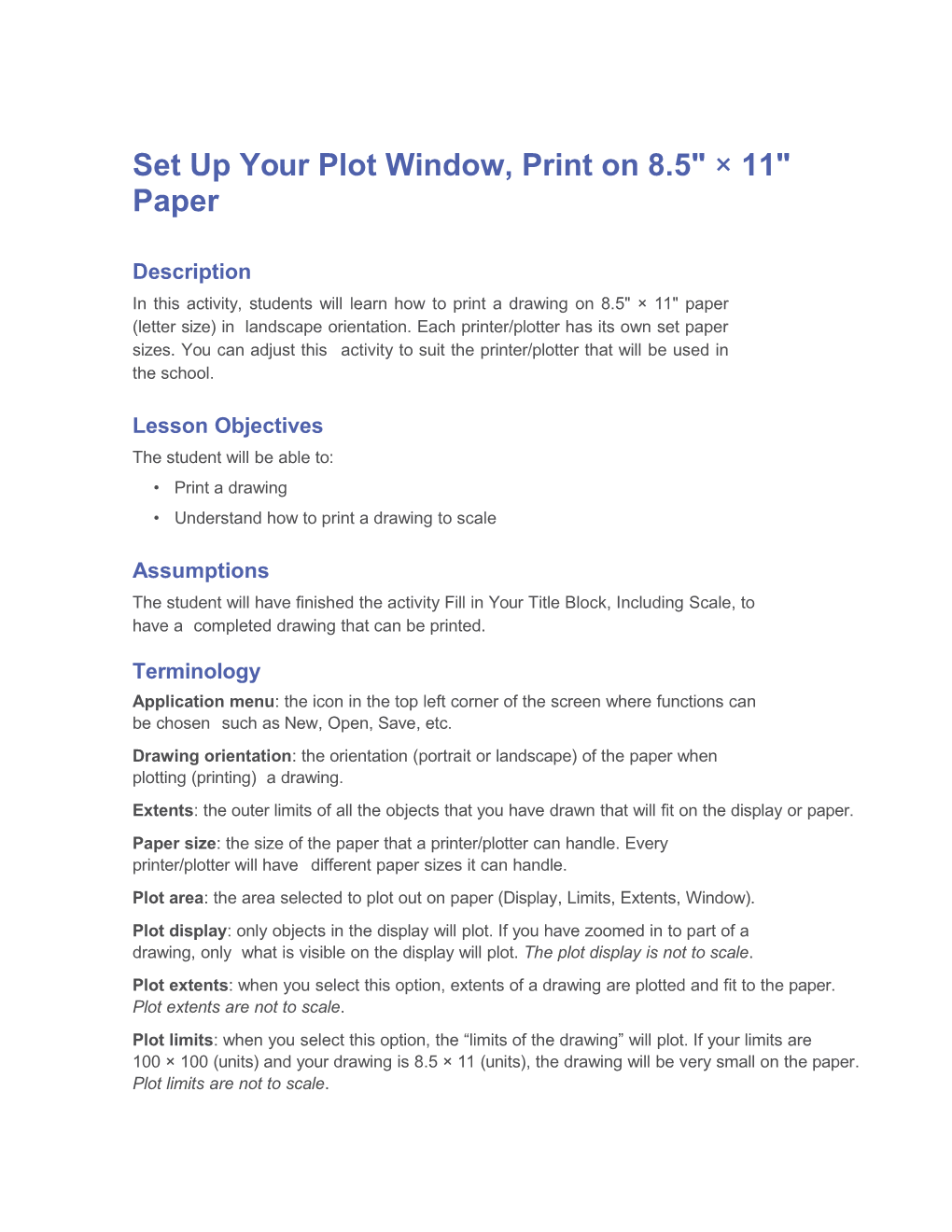 Setupyourplotwindow,Printon8.5 11 Paper