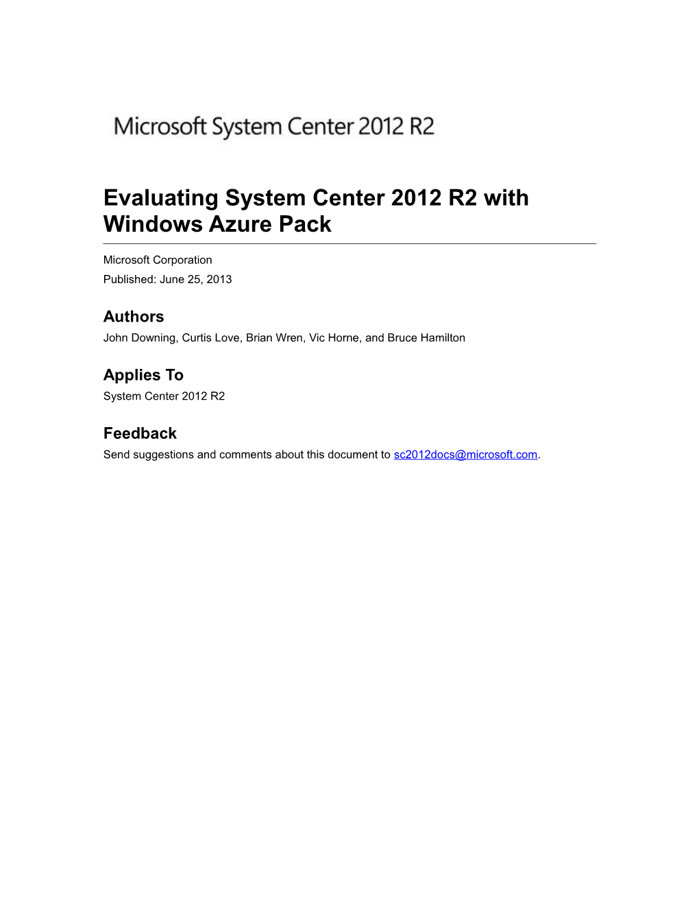 Evaluating System Center 2012 R2 with Windows Azure Pack