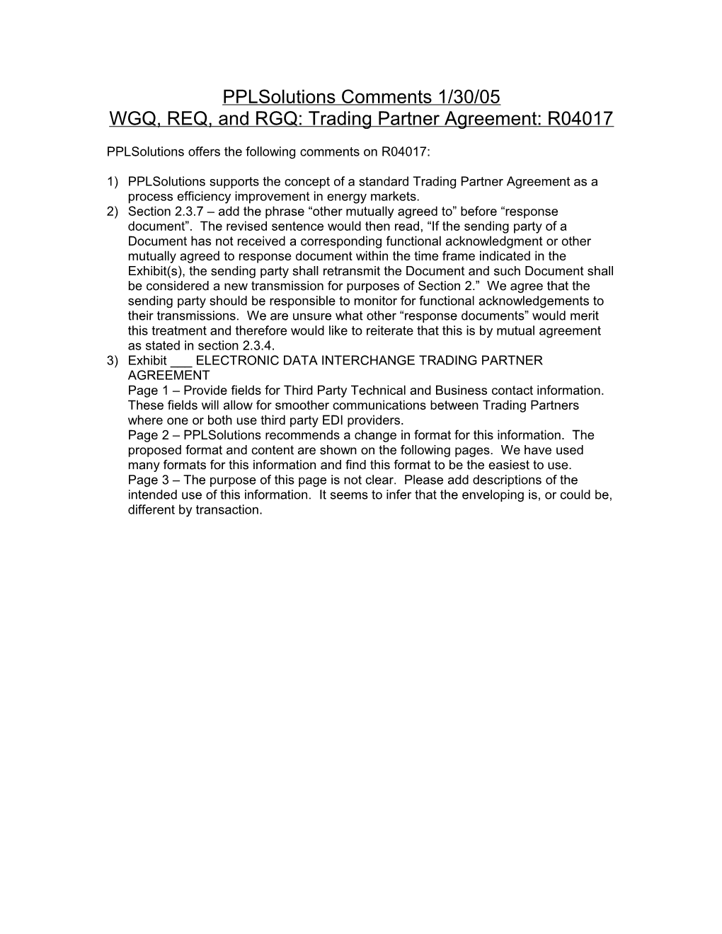 WGQ, REQ, and RGQ: Trading Partner Agreement: R04017