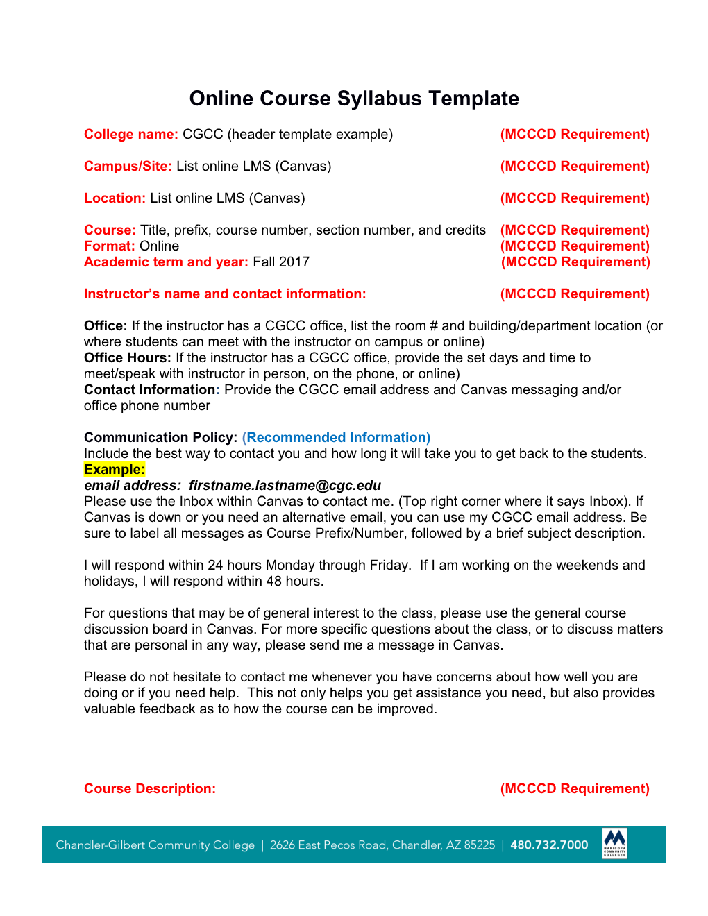 Onlinecourse Syllabus Template