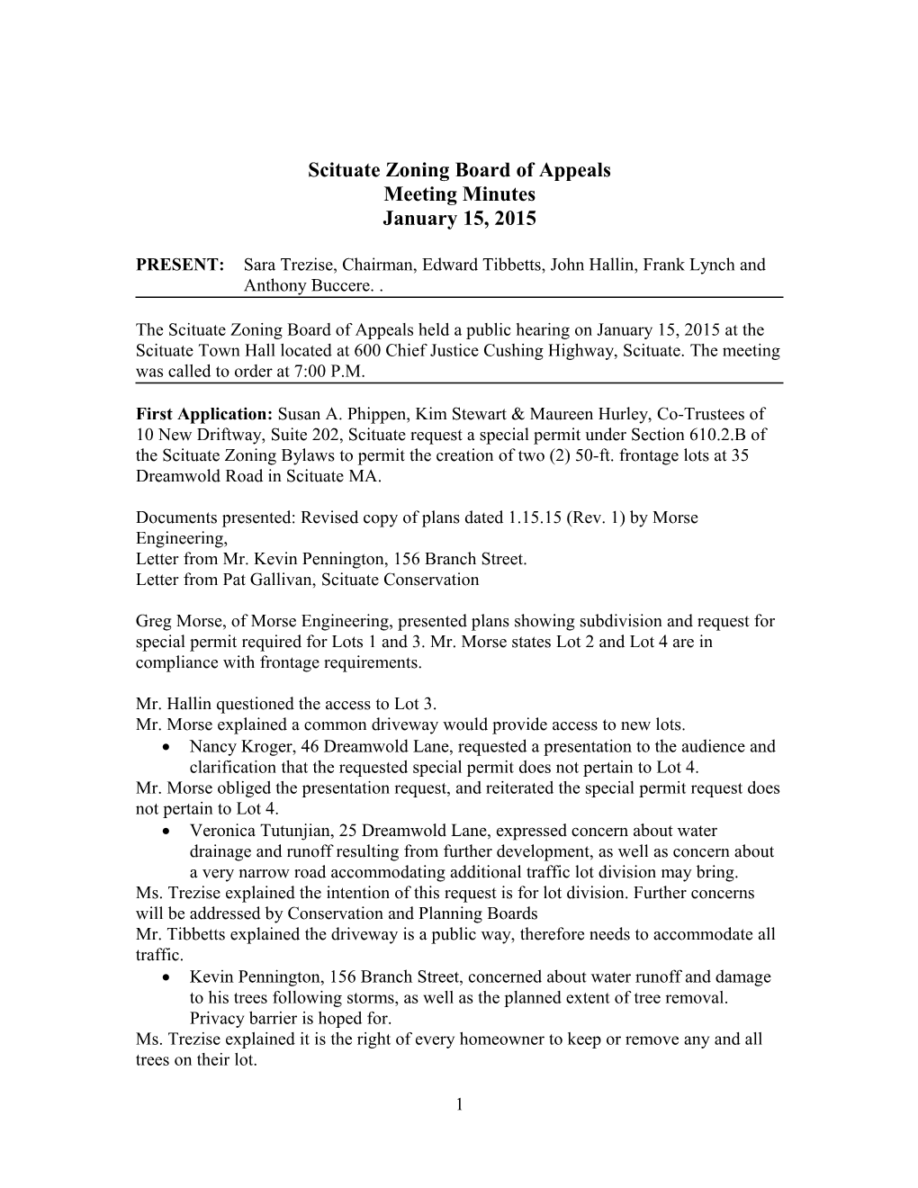Scituate Zoning Board of Appeals