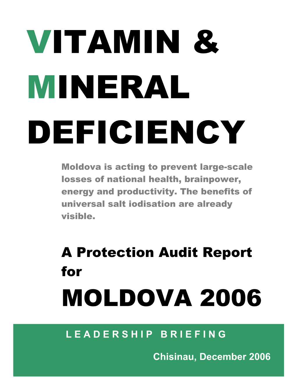 Moldovaisactingto Prevent Large-Scale Losses of National Health, Brainpower, Energy And