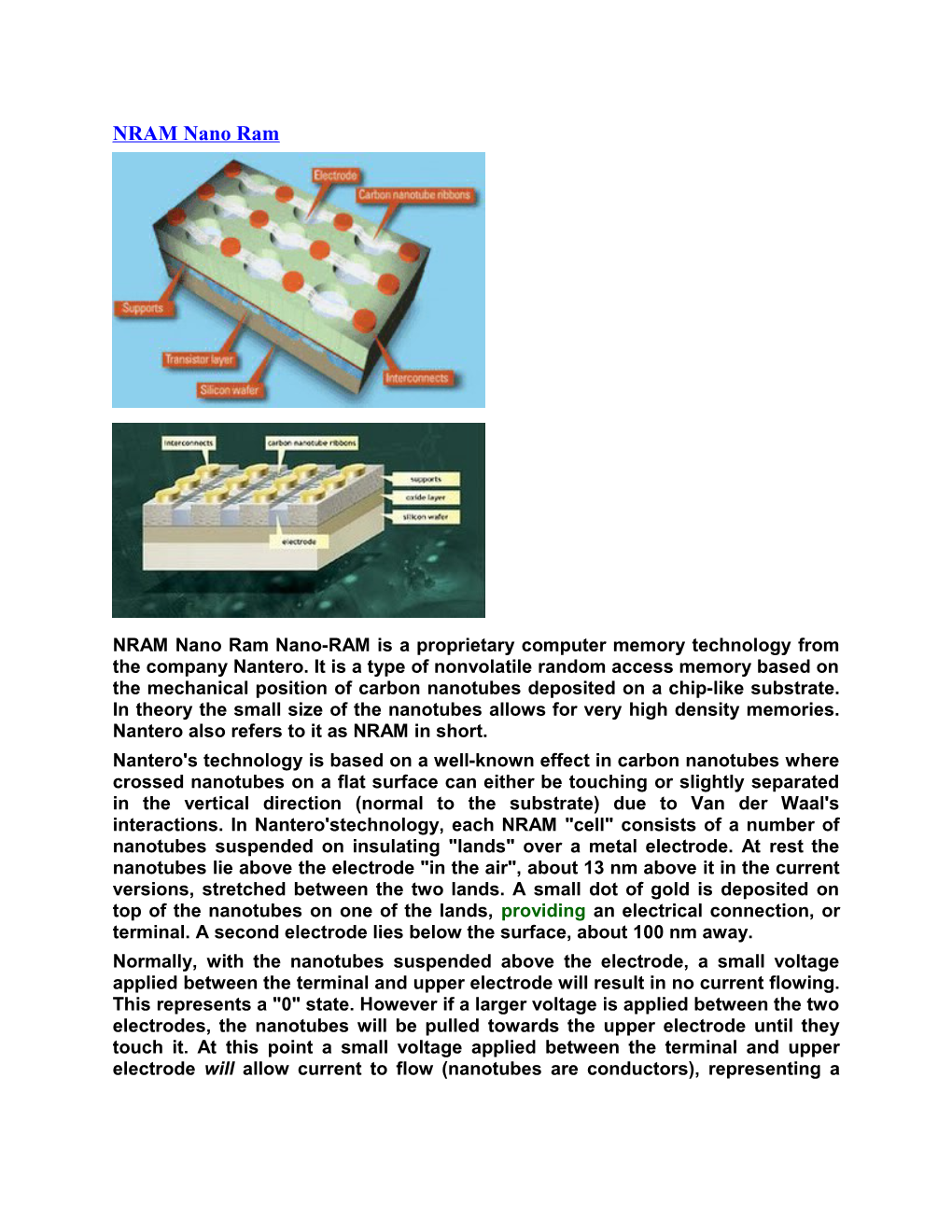 Normally, with the Nanotubes Suspended Above the Electrode, a Small Voltage Applied Between