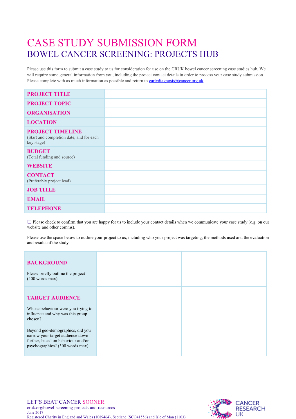 Bowel Cancer Screening: Projects Hub