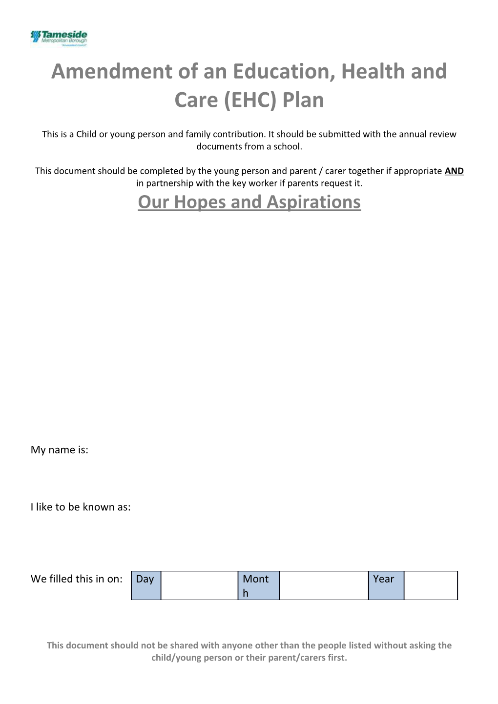 Amendment of an Education, Health and Care (EHC) Plan