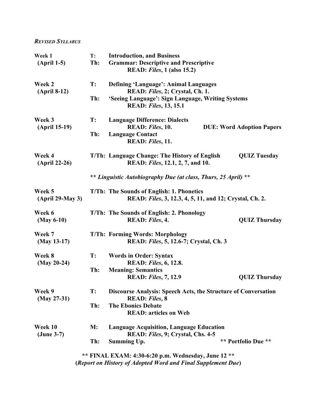 English 370: English Language Study