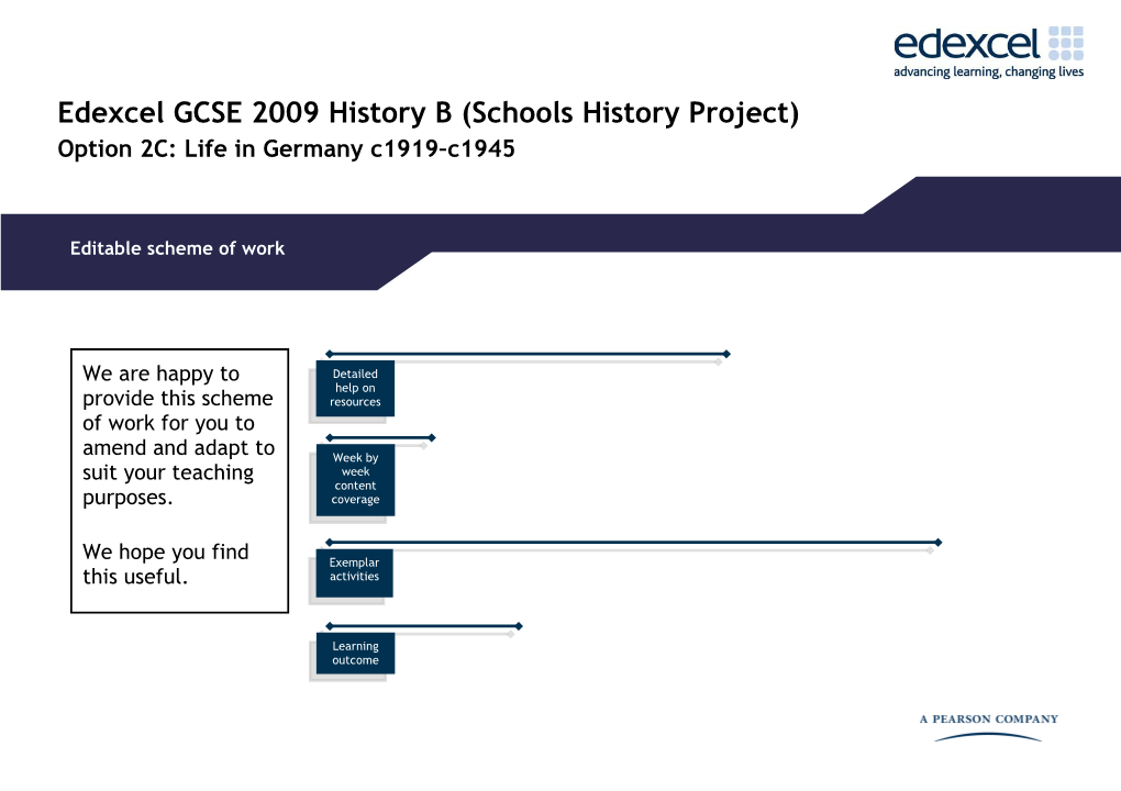 Editable Schemes of Work - Schools History Project - Option 2C: Life in Germany (C1919-45)