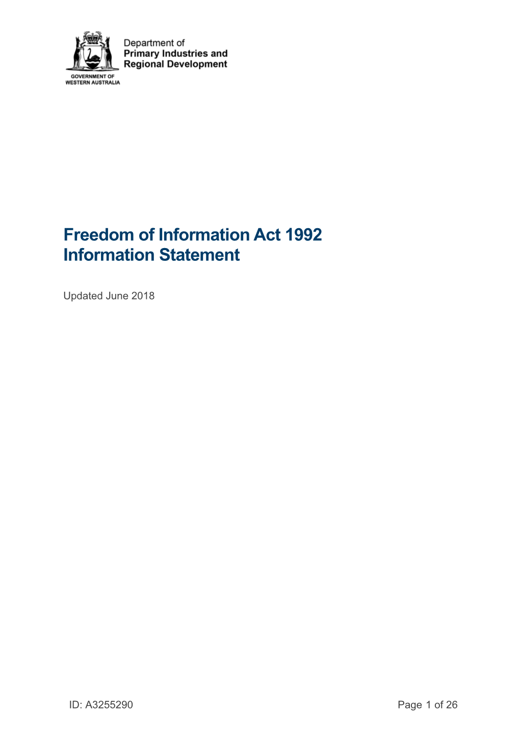 Freedom of Information Act 1992 Information Statement