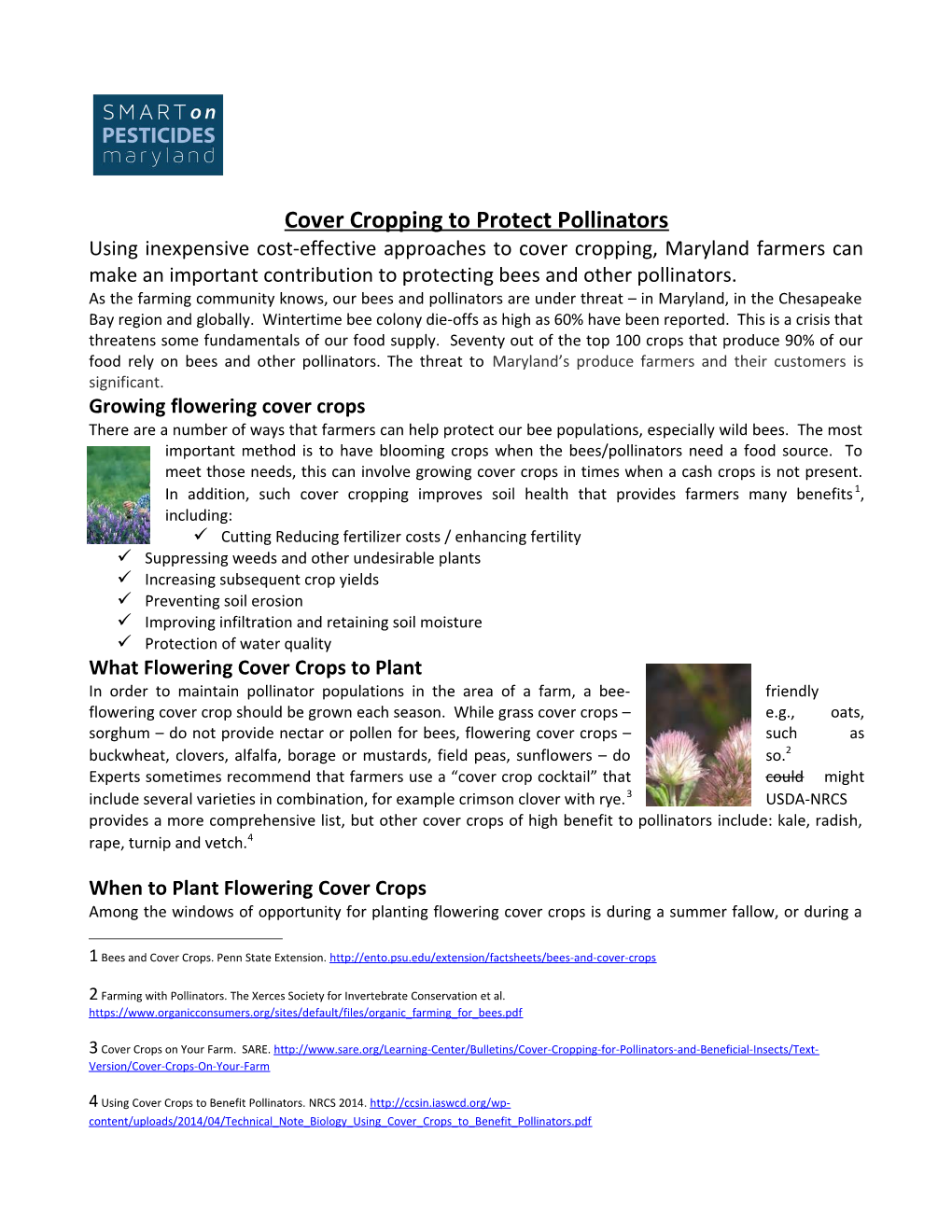Cover Cropping to Protect Pollinators