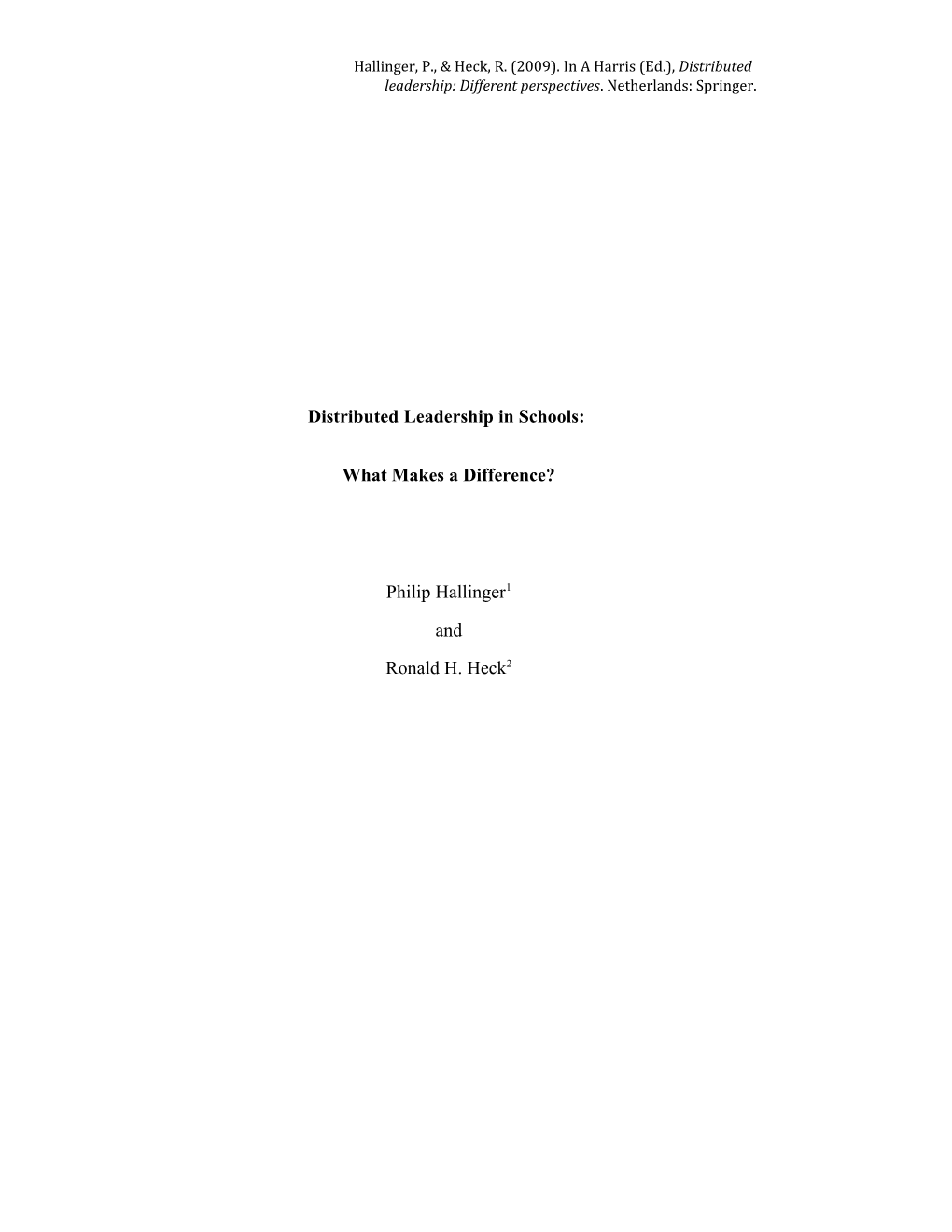 Assessing the Contribution of Principal Leadership And