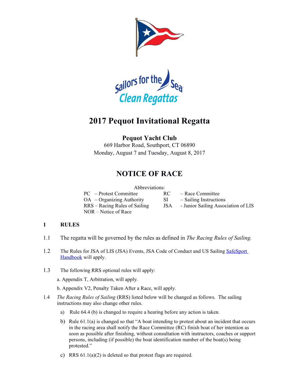 2017 Pequot Invitational Regatta