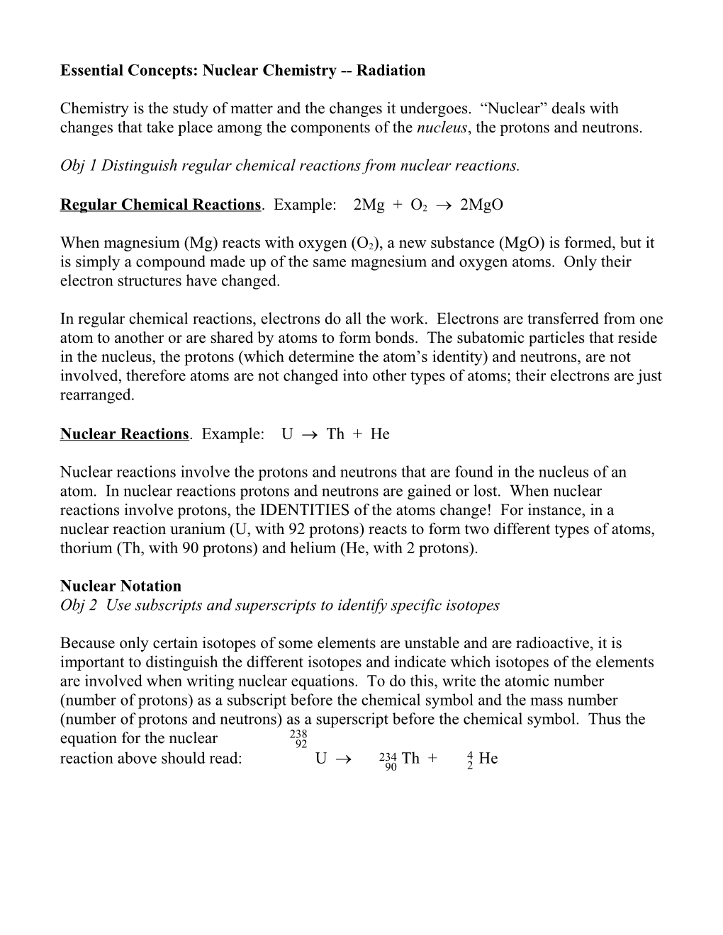 Essential Concepts: Nuclear Chemistry Radiation