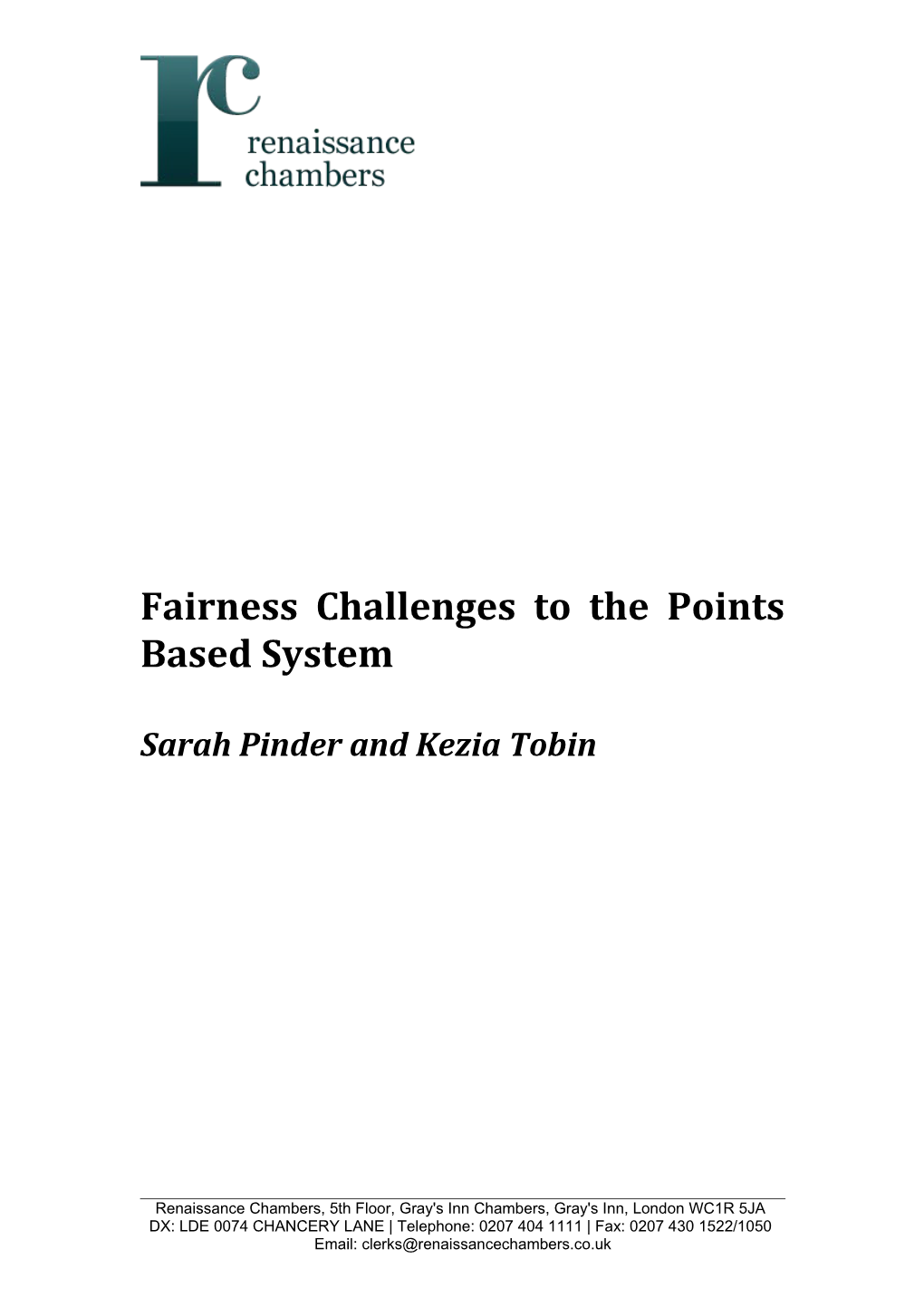 Fairness Challenges to the Points Based System