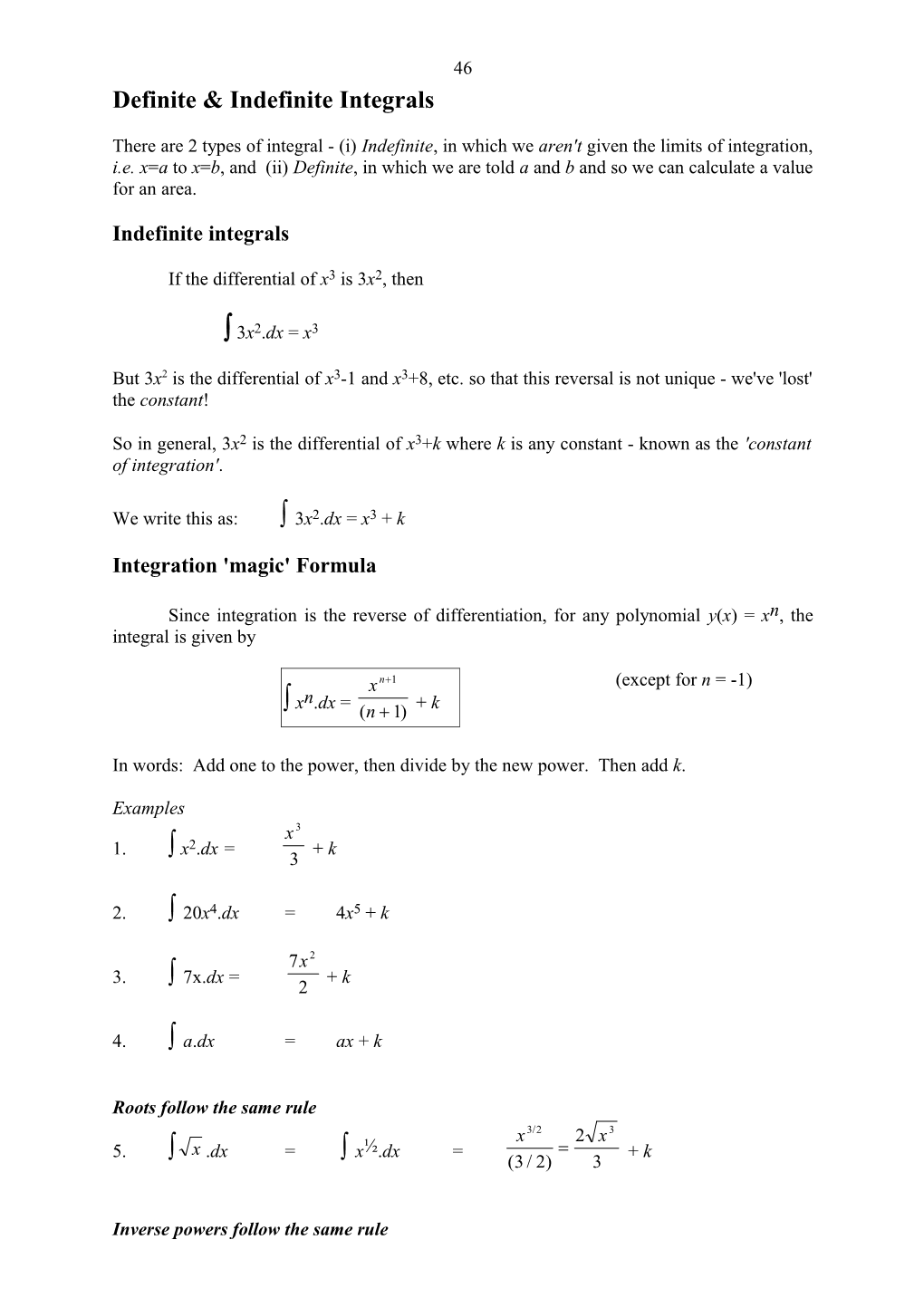 Calculus Section 6 Onwards