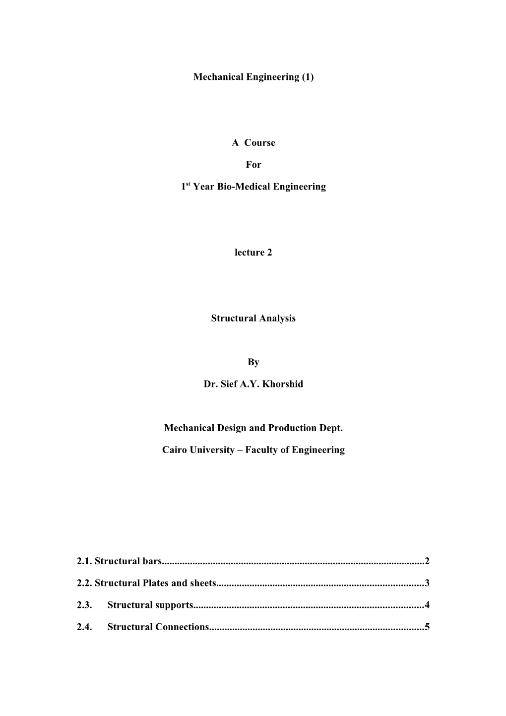 Mechanical Engineering for Biomedical