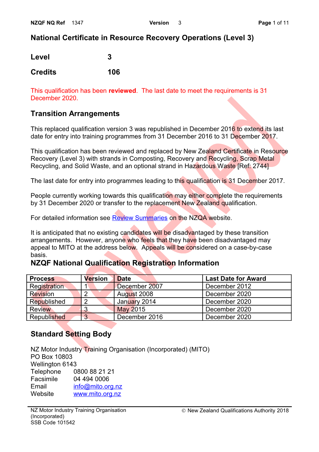 1347 National Certificate in Resource Recovery Operations (Level 3)