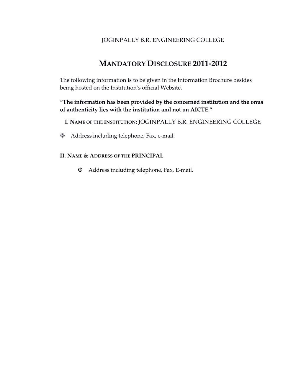 Mandatory Disclosure 2011-2012