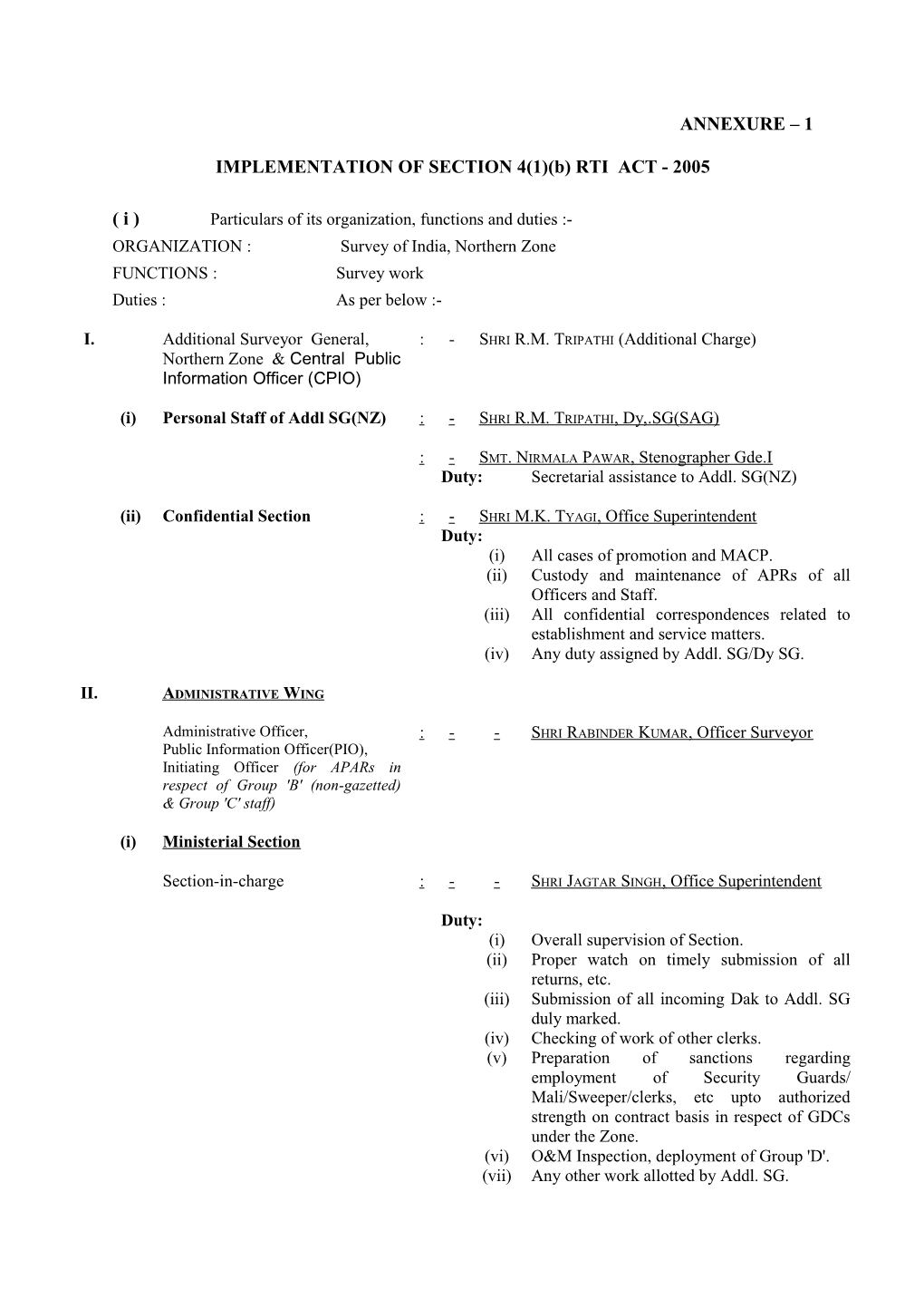 IMPLEMENTATION of SECTION 4(1)(B)RTI ACT - 2005