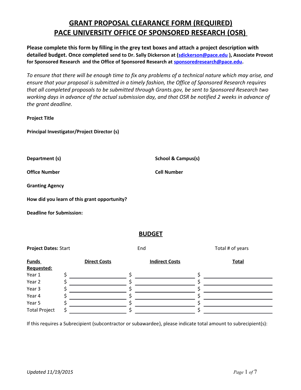 Grant Proposal Clearance Form (Required)