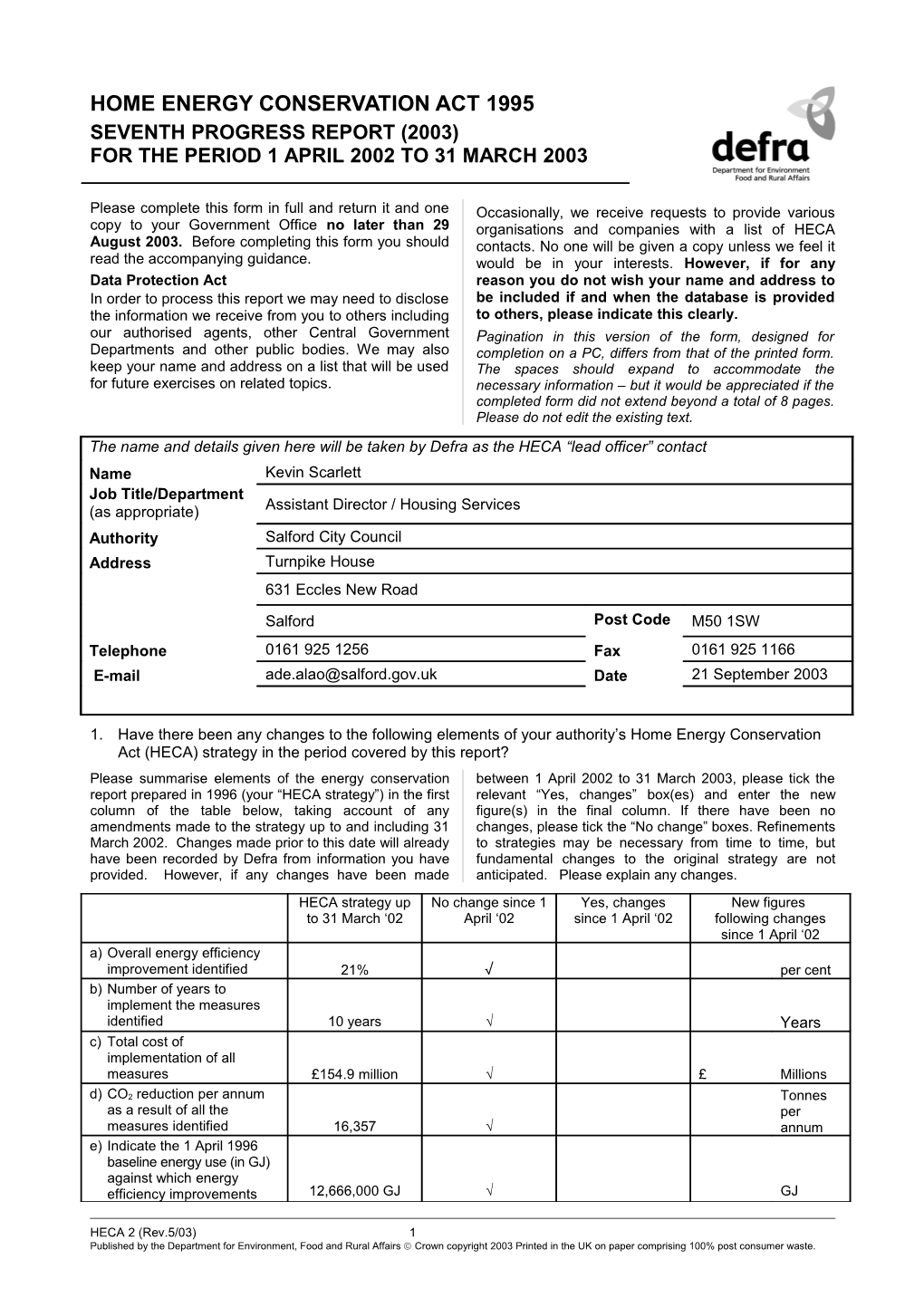 Home Energy Conservation Act 1995