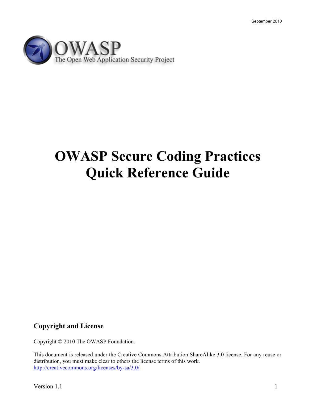 Secure Coding Practices - Quick Reference Guide