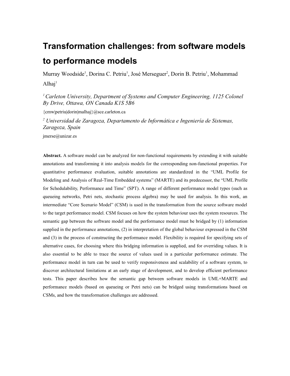 Model Transformation from Software To