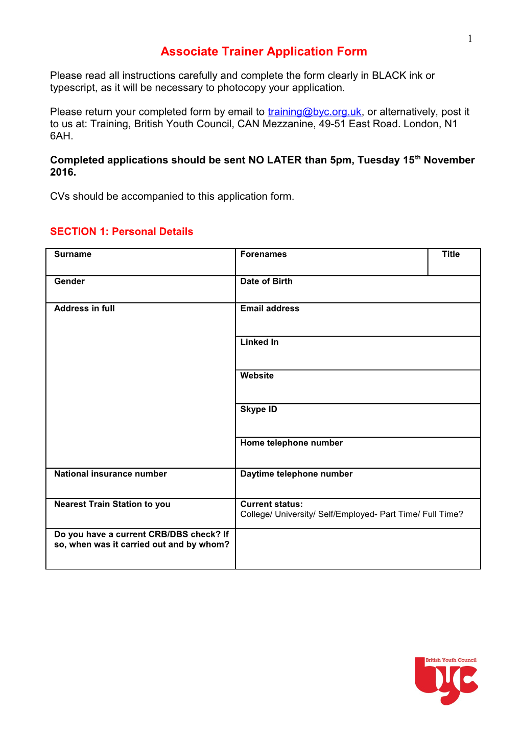 Student Leadership Facilitator Application Form