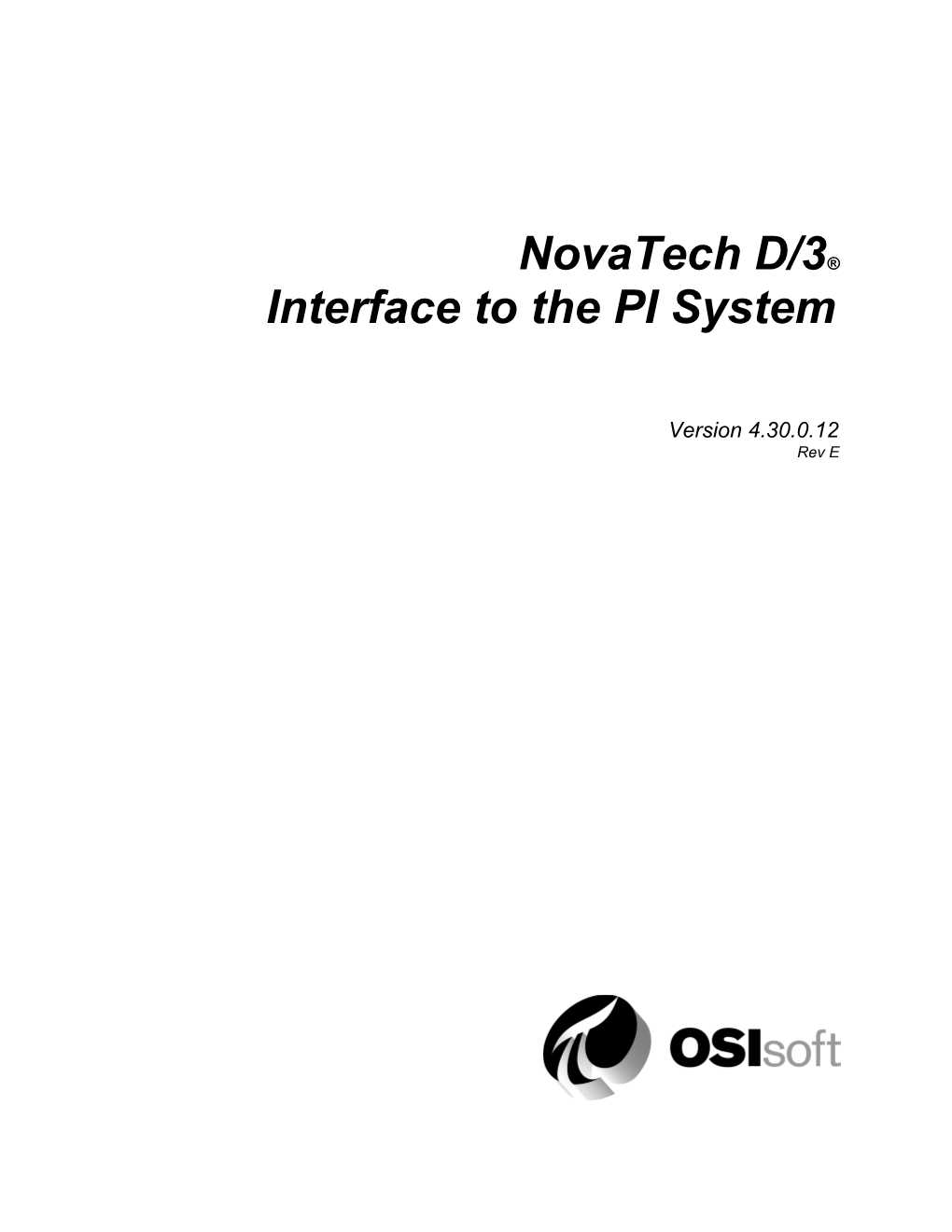 Novatech D/3 Interface to the PI System Documentation