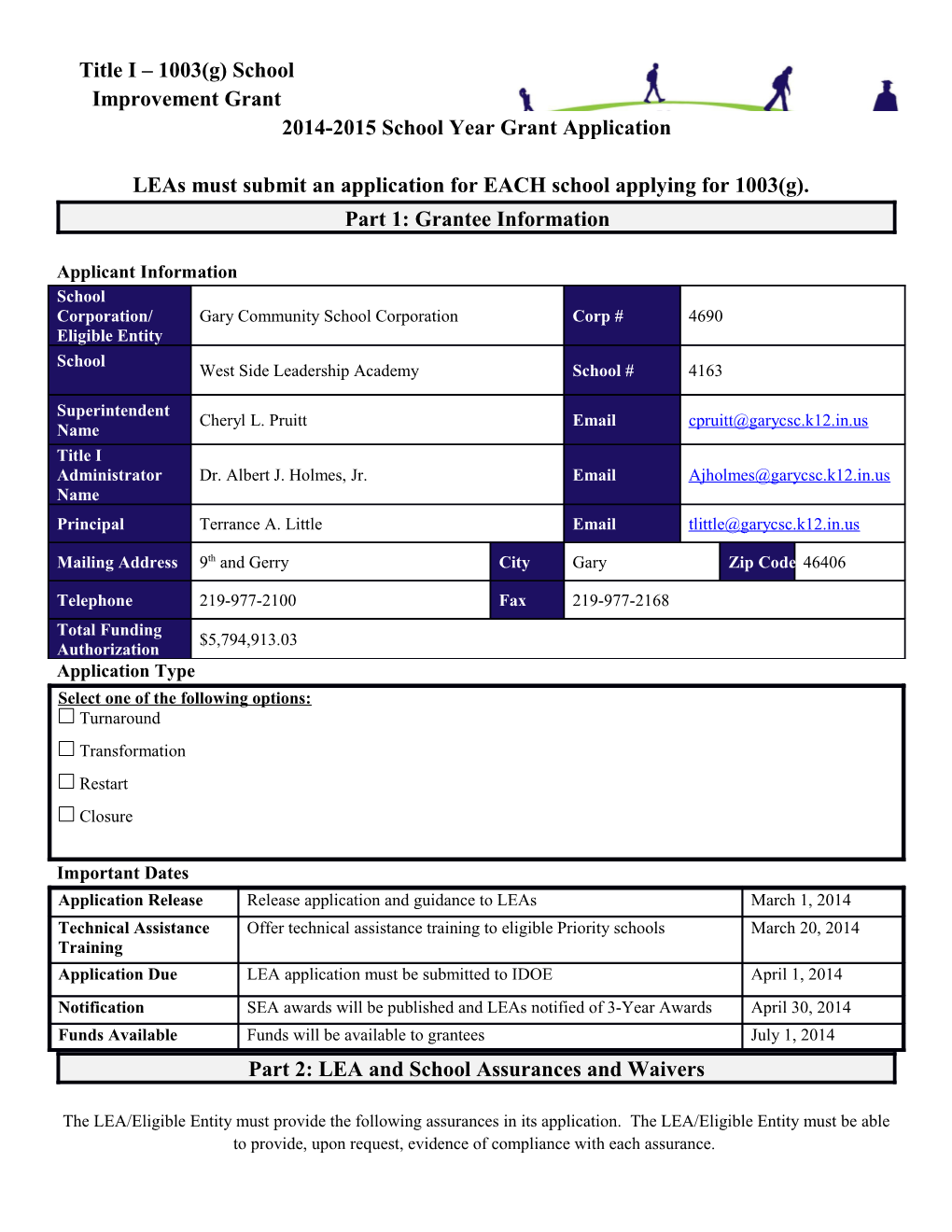 2014-2015 School Year Grant Application