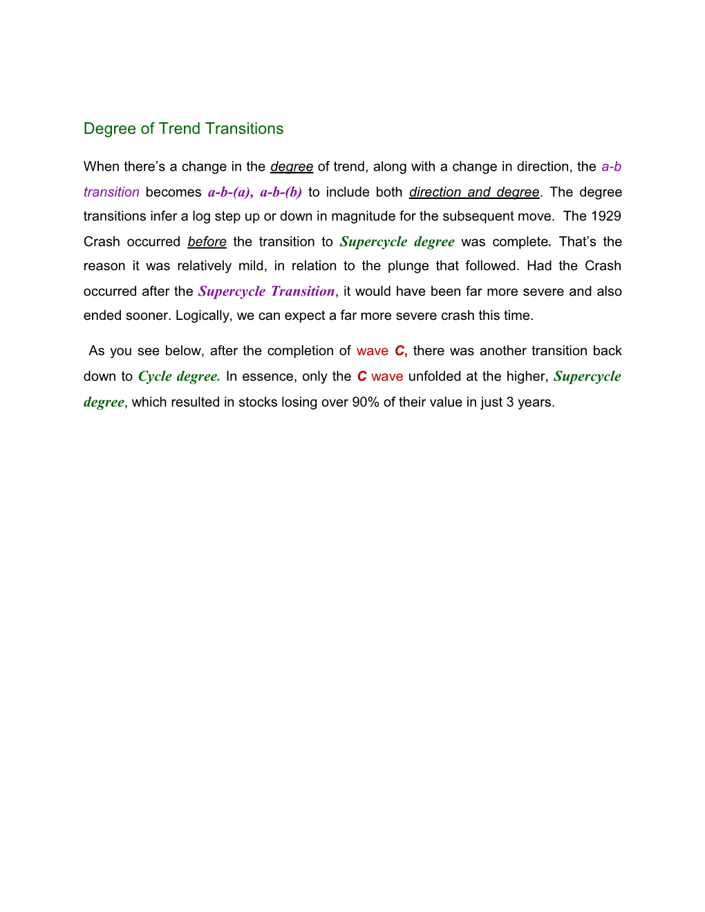 Degree of Trend Transitions