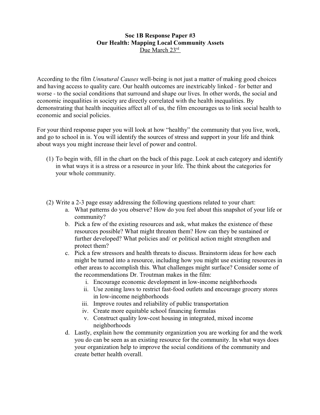 Soc 1B Response Paper #1