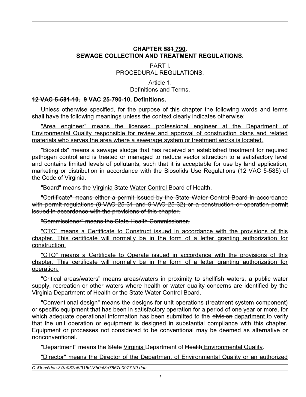 Sewage Collection and Treatment Regulations