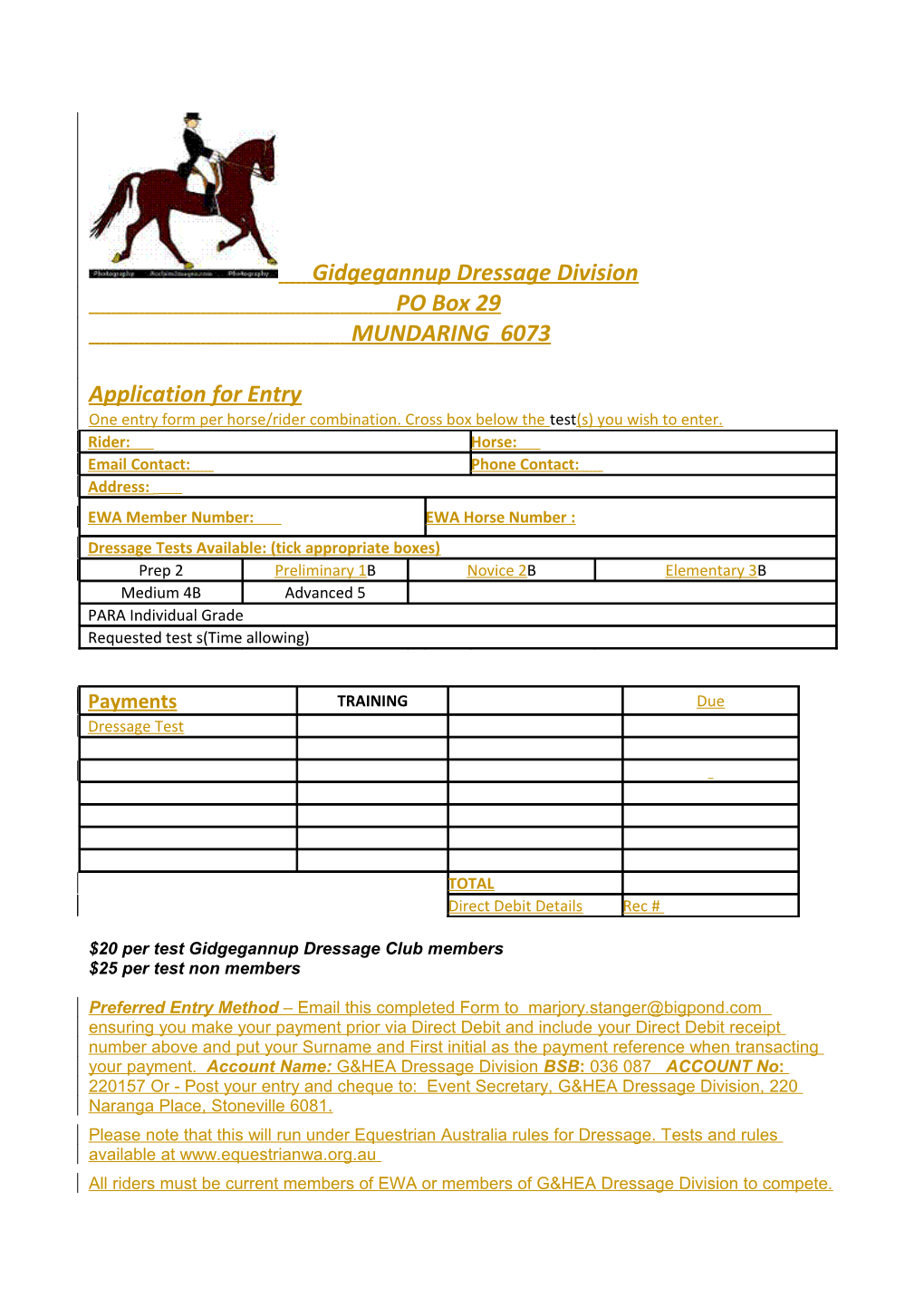 Gidgegannup Dressage Division